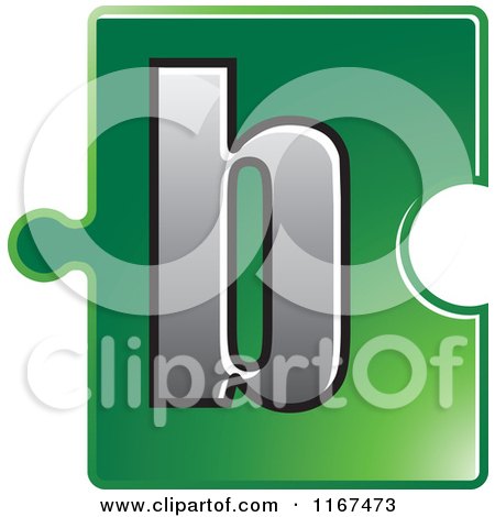 Clipart of a Green Jigsaw Puzzle Piece Letter B - Royalty Free Vector Illustration by Lal Perera