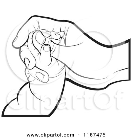 Clipart of Outlined Mother and Baby Hands - Royalty Free Vector Illustration by Lal Perera