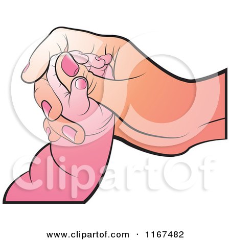 Clipart of Mother and Baby Hands - Royalty Free Vector Illustration by Lal Perera