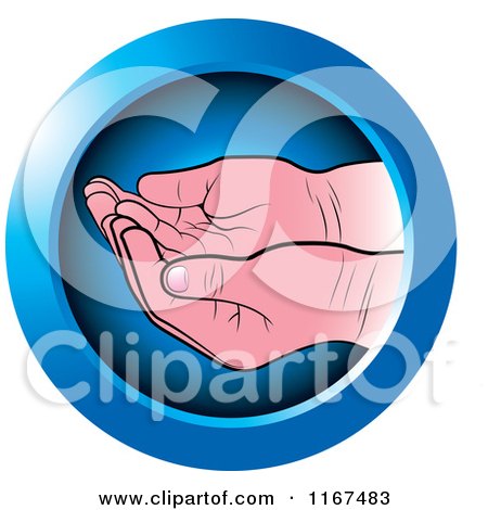 Clipart of a Round Blue Cupped Baby Hands Icon - Royalty Free Vector Illustration by Lal Perera