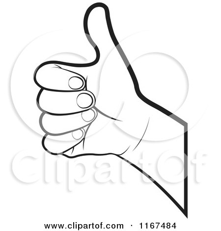 Clipart of an Outlined Thumb up Baby Hand Icon - Royalty Free Vector Illustration by Lal Perera