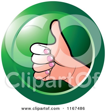Clipart of a Round Green Thumb up Hand Icon - Royalty Free Vector Illustration by Lal Perera