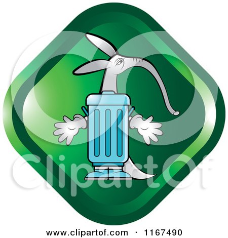 Clipart of an Aardvark Trash Can - Royalty Free Vector Illustration by Lal Perera