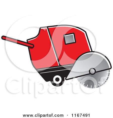 Clipart of a Red Concrete Cutting Machine - Royalty Free Vector Illustration by Lal Perera