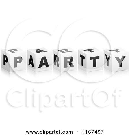 Clipart of 3d Black and White PARTY Cubes - Royalty Free Vector Illustration by Andrei Marincas
