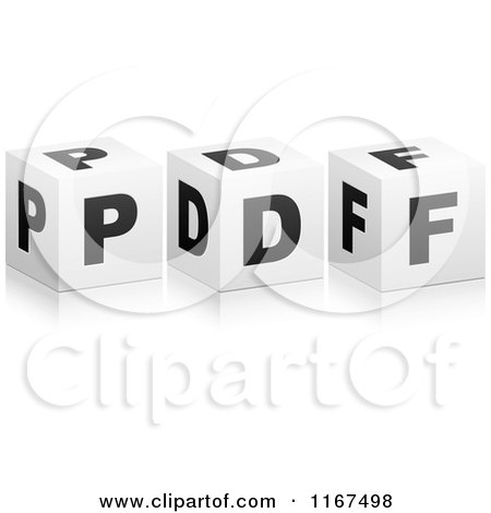 Clipart of 3d Black and White PDF Format Cubes - Royalty Free Vector Illustration by Andrei Marincas
