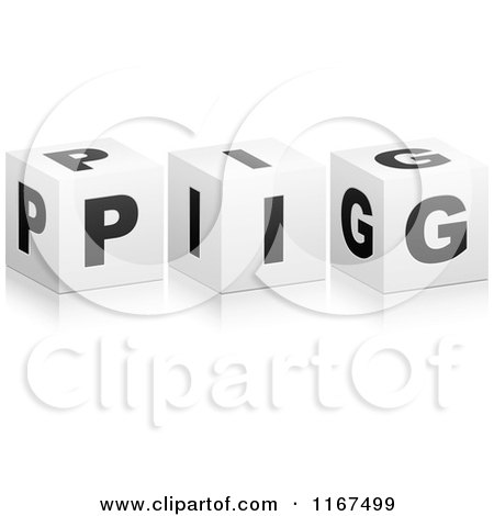 Clipart of 3d Black and White PIG Cubes - Royalty Free Vector Illustration by Andrei Marincas