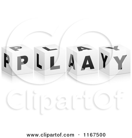 Clipart of 3d Black and White PLAY Cubes - Royalty Free Vector Illustration by Andrei Marincas