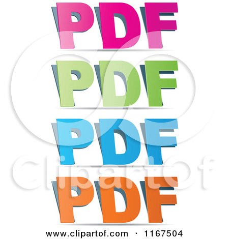 Clipart of Colorful PDF Format Icons - Royalty Free Vector Illustration by Andrei Marincas