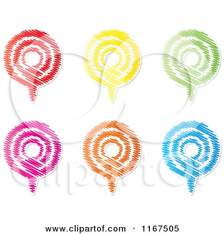 Clipart of Colorful Scribble Podcast Pins - Royalty Free Vector Illustration by Andrei Marincas