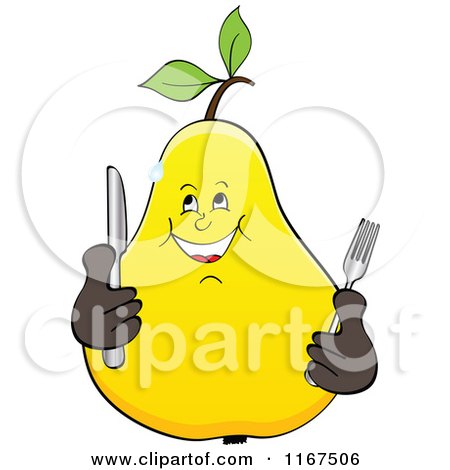 Cartoon of a Hungry Yellow Pear - Royalty Free Vector Clipart by Andrei Marincas