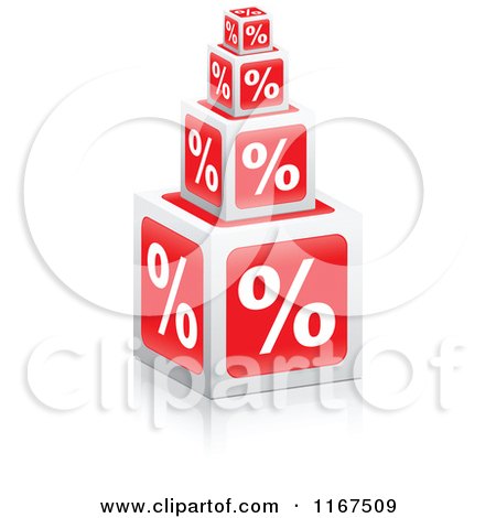 Clipart of 3d Stacked Percent Cubes - Royalty Free Vector Illustration by Andrei Marincas