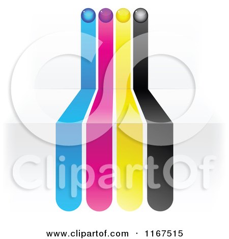 Clipart of CMYK Lines on 3d Steps - Royalty Free Vector Illustration by Andrei Marincas
