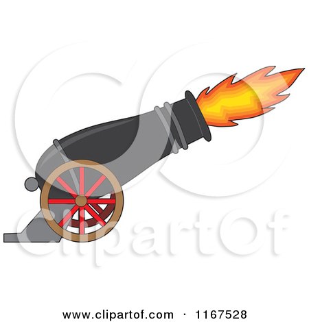 Cartoon of a Cannon with Blazing Fire - Royalty Free Vector Clipart by Maria Bell