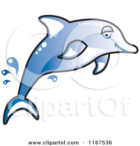 Cartoon of a Jumping Blue Dolphin - Royalty Free Vector Clipart by Andy Nortnik