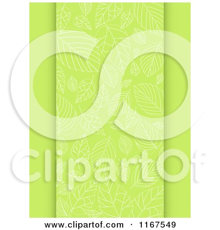 Clipart of a Green Spring Leaf Patterned Panel - Royalty Free Vector Illustration by elaineitalia