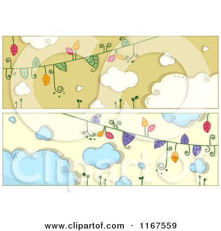 Cartoon of Vine and Cloud Website Banners - Royalty Free Vector Clipart by BNP Design Studio