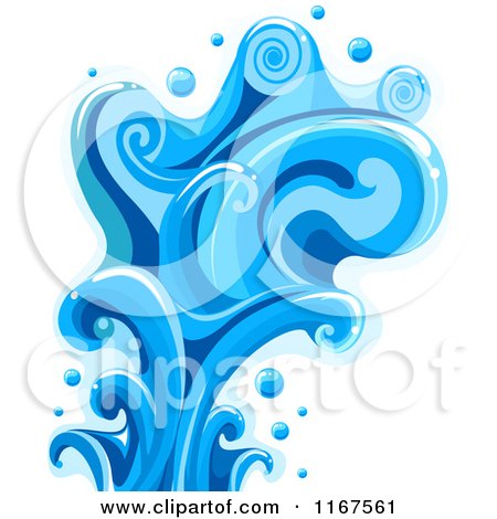 Cartoon of a Blue Water Splash Design Element - Royalty Free Vector Clipart by BNP Design Studio