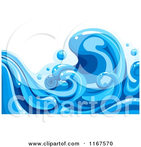 Cartoon of a Background of Blue Water and Splashing Waves 3 - Royalty Free Vector Clipart by BNP Design Studio