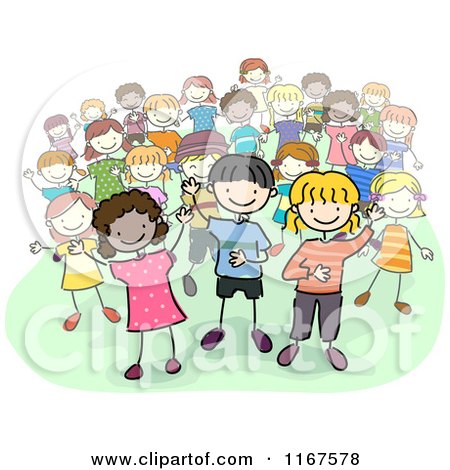 Cartoon of a Group of Diverse Children - Royalty Free Vector Clipart by BNP Design Studio