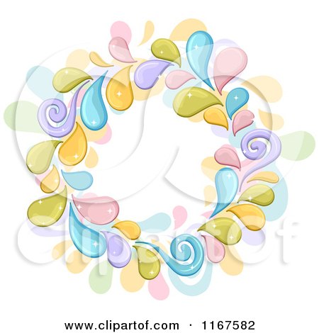 Cartoon of a Circle Frame of Colorful Splashes - Royalty Free Vector Clipart by BNP Design Studio