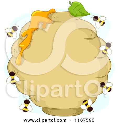 Cartoon of a Bee Hive and Honey Frame - Royalty Free Vector Clipart by BNP Design Studio
