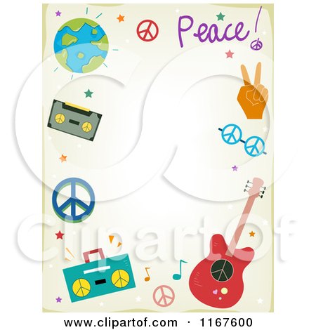 Cartoon of a Music and Peace Background with Copyspace - Royalty Free Vector Clipart by BNP Design Studio