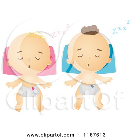 Cartoon of Caucasian Babies Sleeping - Royalty Free Vector Clipart by BNP Design Studio