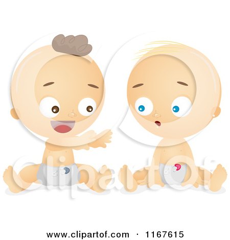 Cartoon of Caucasian Babies Talking - Royalty Free Vector Clipart by BNP Design Studio