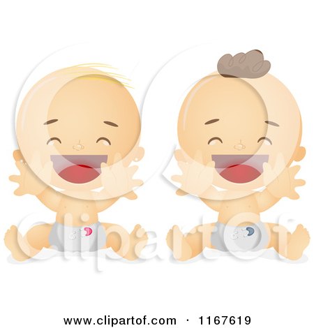 Cartoon of Caucasian Babies Reaching out - Royalty Free Vector Clipart by BNP Design Studio