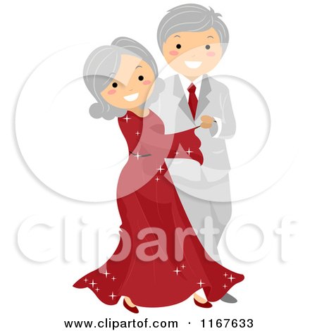 Cartoon of a Happy Senior Couple Ballroom Dancing - Royalty Free Vector Clipart by BNP Design Studio