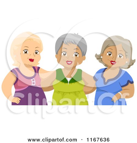 Cartoon of a Group of Senior Female Friends - Royalty Free Vector Clipart by BNP Design Studio