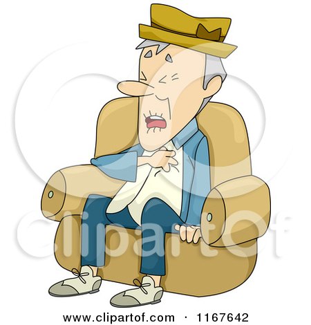 Cartoon of a Senior Man Having a Heart Attack - Royalty Free Vector Clipart by BNP Design Studio
