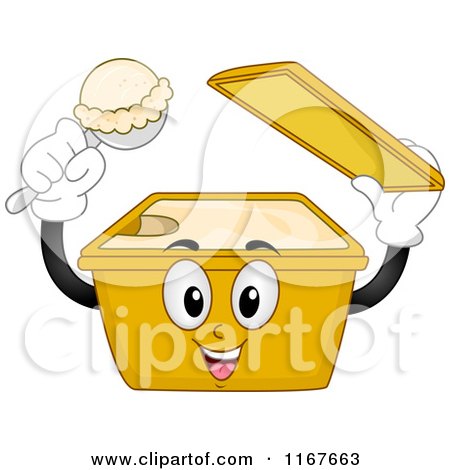 Cartoon of an Ice Cream Mascot Holding a Scoop - Royalty Free Vector Clipart by BNP Design Studio