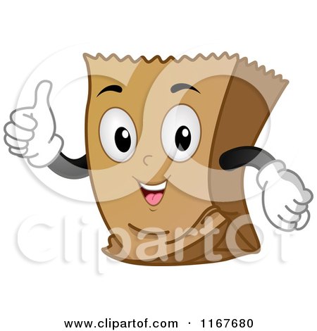 Cartoon of a Thumb up Brown Paper Bag Mascot - Royalty Free Vector Clipart by BNP Design Studio