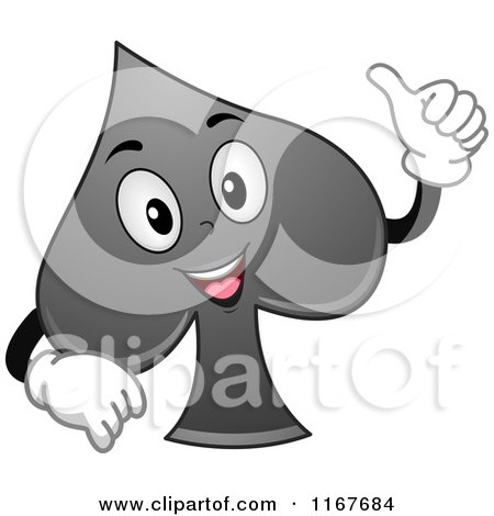 Cartoon of a Thumb up Spade Playing Card Suit Mascot - Royalty Free Vector Clipart by BNP Design Studio