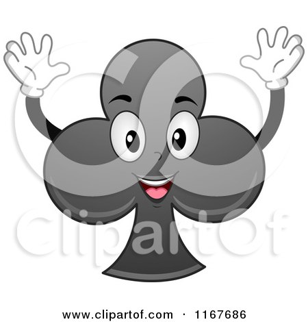 Cartoon of a Cheering Club Playing Card Suit Mascot - Royalty Free Vector Clipart by BNP Design Studio