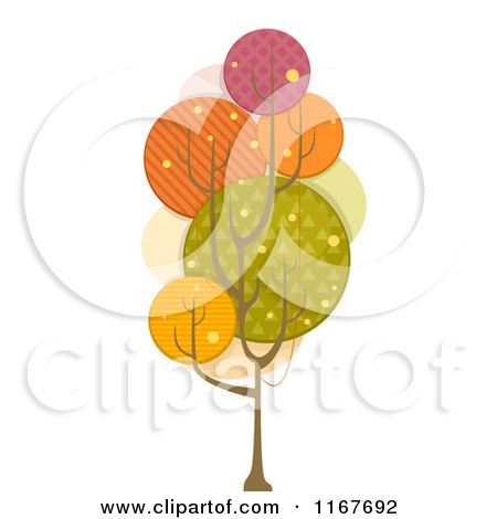 Cartoon of a Tree with Retro Circle Pattern Foliage - Royalty Free Vector Clipart by BNP Design Studio
