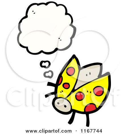 Cartoon of a Thinking Yellow Ladybug - Royalty Free Vector Illustration by lineartestpilot