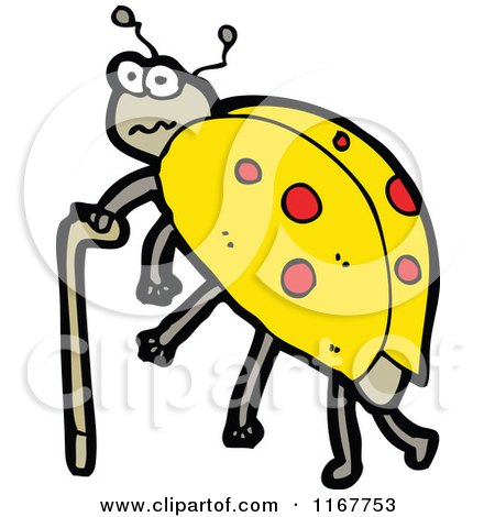 Cartoon of a Yellow Ladybug - Royalty Free Vector Illustration by lineartestpilot
