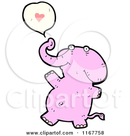 Cartoon of a Pink Elephant Talking About Love - Royalty Free Vector Illustration by lineartestpilot