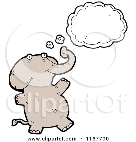 Cartoon of a Thinking Elephant - Royalty Free Vector Illustration by lineartestpilot