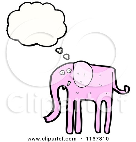 Cartoon of a Thinking Pink Elephant - Royalty Free Vector Illustration by lineartestpilot