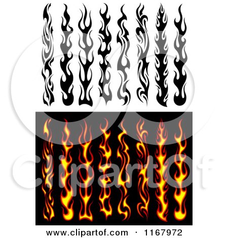 Clipart of Black and Orange Flame Design Elements - Royalty Free Vector Illustration by Vector Tradition SM