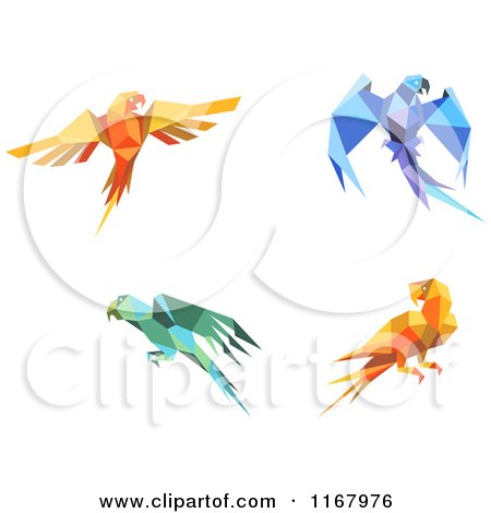 Clipart of Origami Paper Parrots - Royalty Free Vector Illustration by Vector Tradition SM