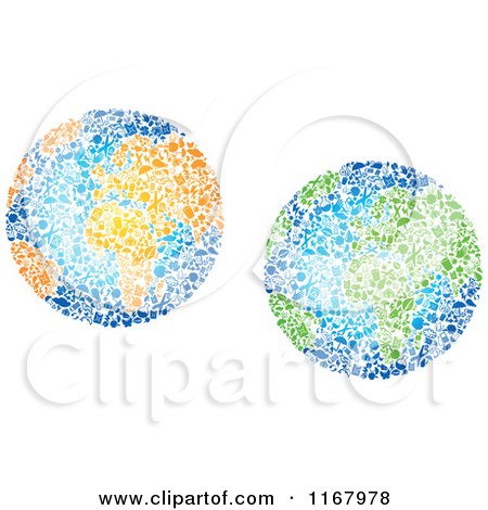 Clipart of Globes Composed of Recycle Items - Royalty Free Vector Illustration by Vector Tradition SM