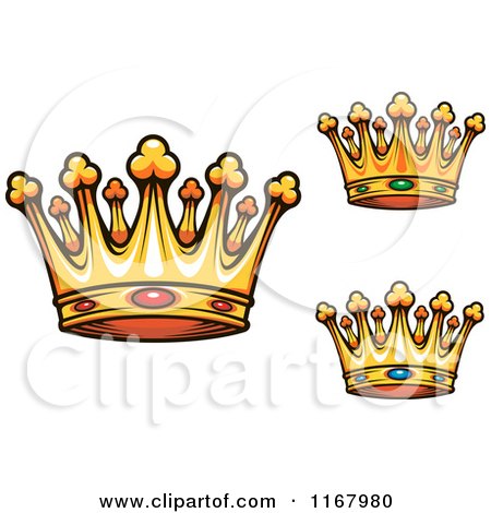 Clipart of Gold Crowns with Rubies Sapphires and Emeralds - Royalty Free Vector Illustration by Vector Tradition SM