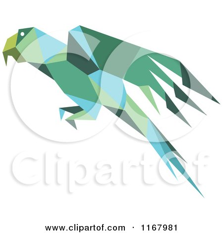 Clipart of a Green Origami Paper Parrot - Royalty Free Vector Illustration by Vector Tradition SM