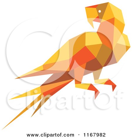 Clipart of an Orange Origami Paper Parrot 2 - Royalty Free Vector Illustration by Vector Tradition SM