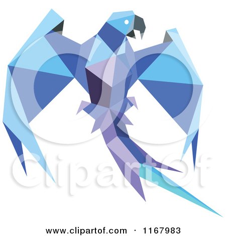 Clipart of a Blue Origami Paper Parrot - Royalty Free Vector Illustration by Vector Tradition SM
